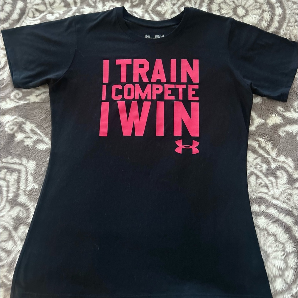Under Armour Black T-Shirt with Pink Text